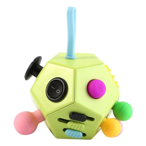 1Pc 12-Side Fidget Magic Cube Anti-stress Anxiété Relief EDC Jouet à main pour enfants adultes (vert)
