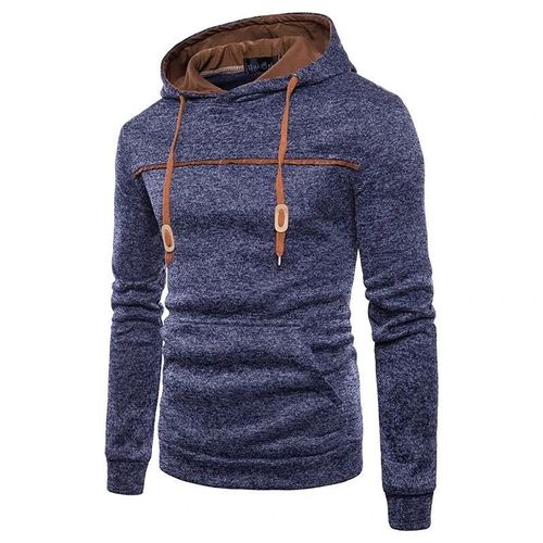 Chemise Pull Pour Hommes Avec 1 Poches À Manches Longues Épaissi Décontracté Mode À Capuche Hauts Pour L'automne Hiver Bleu Marine,Xl