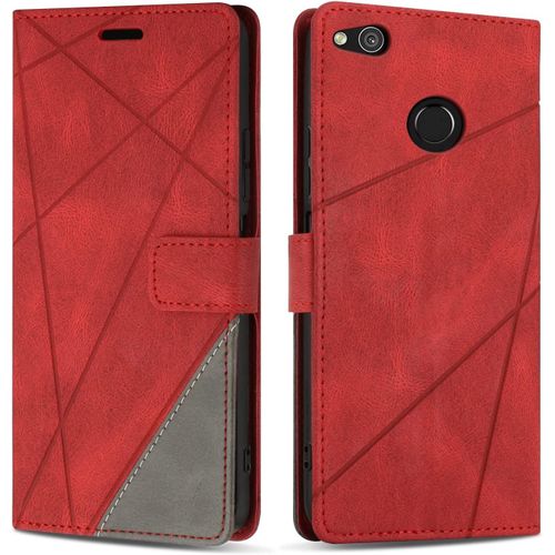Coque Pour Huawei P8 Lite 2017, Protection Housse Etui En Cuir Pu Portefeuille Livre Pour Huawei P8 Lite 2017, Emplacements Cartes, Fonction Support, Rouge[Shj41905654]