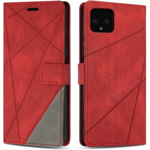 Coque Pour Google Pixel 4, Protection Housse Etui En Cuir Pu Portefeuille Livre Pour Google Pixel 4, Emplacements Cartes, Fonction Support, Rouge[Shj41905576]