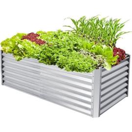 Jardinière en Plastique Bac à Plantes Rectangulaire pour Légumes et Fleurs  122 x 60 x 30 cm Blanc - Costway