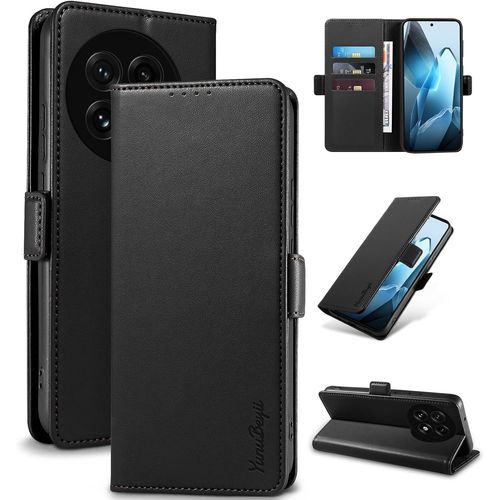 Coque Pour Oneplus 13 - [Blocage Rfid] Housse Étuis De Protection Pu Luxe [Magnétique] [Fente Carte] [Stand] Portefeuille Flip Case,[Noir][Shj41908743]