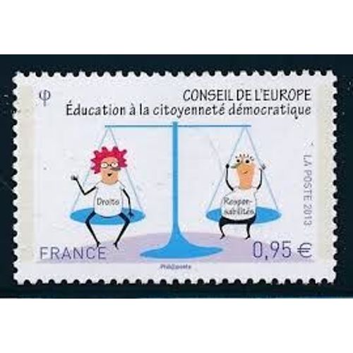 Conseil De L'Europe : Personnages Sur Une Balance Éducation Et Citoyenneté Démocratique Année 2013 Timbre De Service N° 156 Yvert Et Tellier Luxe