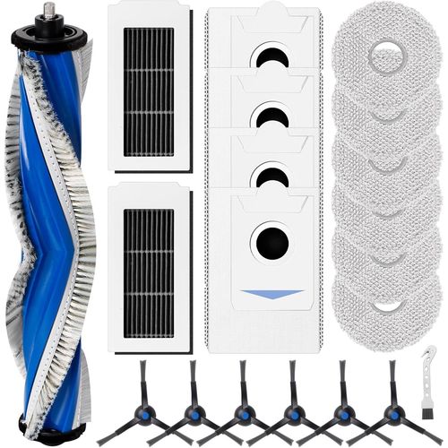Kit d'accessoires pour aspirateur robot DEEBOT X5 Omni/X5 Pro avec 1 brosse à rouleau, 2 filtres HEPA, 6 lingettes, 4 sacs à poussière, 6 brosses latérales, 1 brosse de nettoyage, pièces de