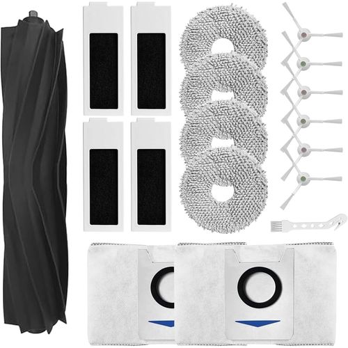 Kit d'accessoires pour Deebot T20 Omni/T20e Omni robot aspirateur, 1 brosse principale, 4 filtres Hepa, 4 tampons vadrouille, 2 sacs d'aspirateur, 6 brosses latérales, 1 brosse nettoyage
