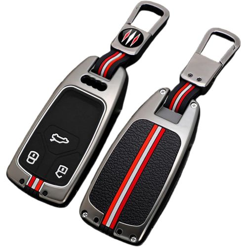 Coque De Protection Pour Clé De Voiture Compatible Avec Audi A4 B9 A5 A6 8s 8w Q5 Q7 4m S4 S5 S7 Tt Tts Tfsi Rs 3 Boutons (Mat+Boucle Carrée)