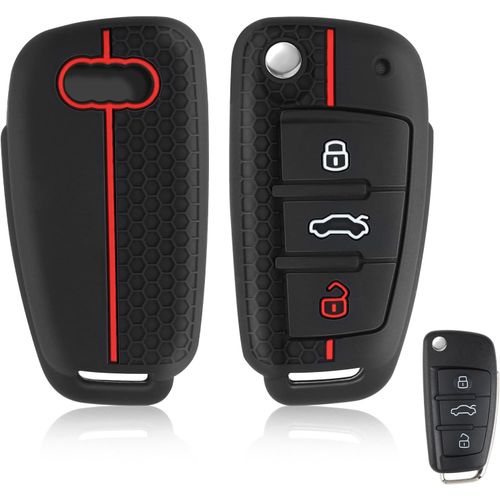 Coque De Clé De Voiture En Silicone Tpu Pour Audi A1 A3 A4 A6 S3 S4 S6 Rs3 Rs4 Rs6 Q-Uattro Q2 Q3 Q5 Q7 Tt Tts R8 Seat Exeo Coque De Protection En Silicone Souple Pour Clé De Voiture 3 Boutons