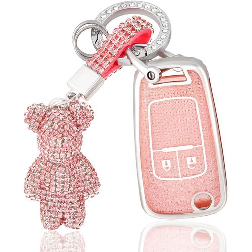 Coque De Clé Etui Cles Pour Opel Chevrolet Aveo Cruze Corsa Mokka Adam Astra Zafira Insignia Trax Spark Protecteur Clé Voiture Accessoire Voiture Clé À Télécommande Avec Porte-Clés, Rose