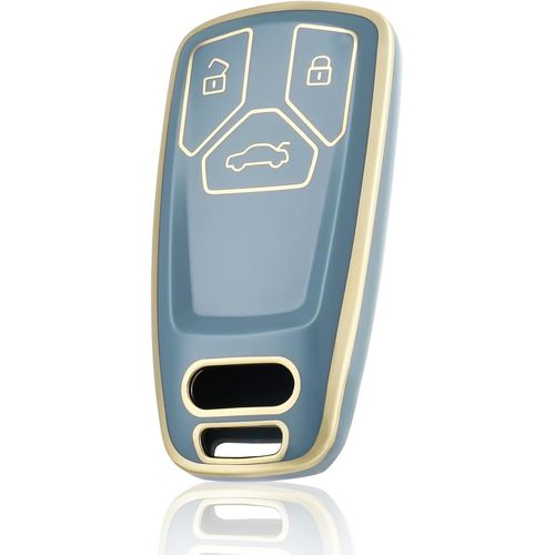 Coque De Clé Voiture Pour Audi Tpu 3 Bouton Accessoire Clé De Voiture Pour A4 S4 Rs4 B9 A5 F5 S5 Rs5 A6 A7 C8 A8 S8 D5 Q2 Q5 Sq5 Q7 Sq7 4m Tt Tts Ttrs Fv Fy, Or Bleu