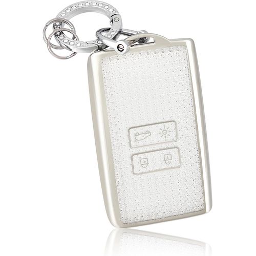 Etui Cles Coque De Clé Pour Renault Clio Captur Dacia Duster Scenic Kadjar Megane Koleos Espace Zoe Arcan Protecteur Clé Voiture Avec Porte-Clés Accessoire Voiture Clé À Télécommande, Blanc