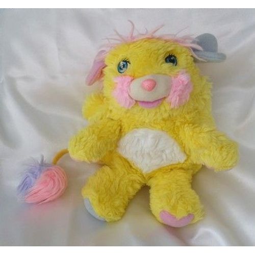 Doudou Peluche Popples Potato Chips Jaune Et Rose Vintage 1986 Mattel