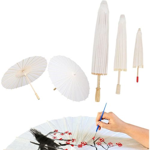 3pcs Parapluie En Papier Vierge, 20/30/40cm Ombrelle Mariage En Chinois Peinture À Faire Soi-Même Décoratif Parapluie Pour Fête De Mariage Photo Cosplay Prop