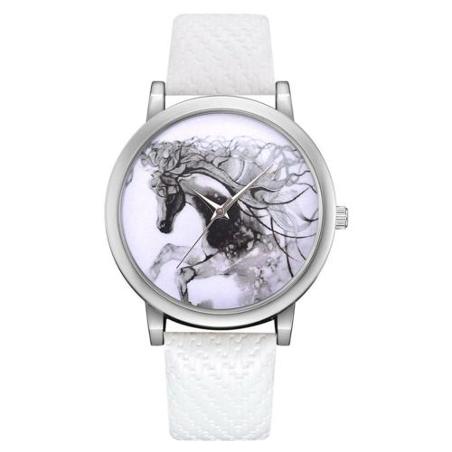 Femmes À La Mode Décontracté Alliage Quartz Montre Fausse Montre Bracelet En Simili Cuir (Blanc)