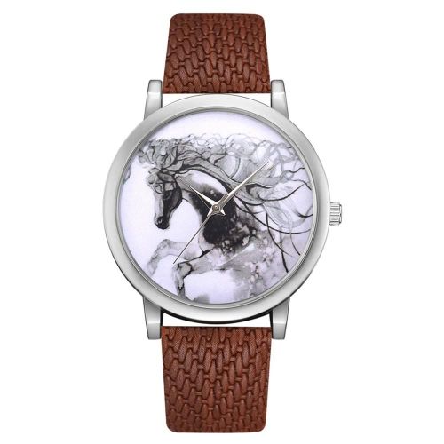 Femmes À La Mode Décontracté Alliage Quartz Montre Simili Cuir Bande Montre-Bracelet (Marron)