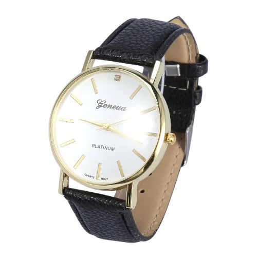 Mode Dame Casual Simple Analogique Quartz Montre Date Robe Ronde Montre-Bracelet Noir