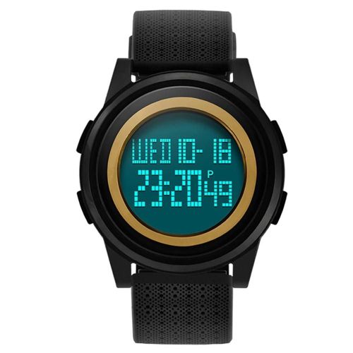 Sanda Led Montre Électronique Montre De Sport À Affichage Numérique Étanche (Noir + Or)