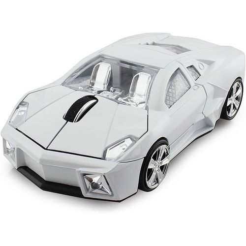 Souris Optique 3D sans Fil en Forme de Voiture de Sport, Souris Ergonomique pour Ordinateur Portable LBJN (Blanc)