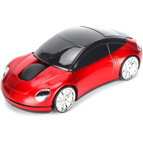 Souris de Jeu en Forme de Voiture Intelligente 2.4G Souris sans Fil Rechargeable Haute Résolution avec Récepteur USB pour Ordinateur Portable De Bureau Tablette - Rouge Ergonomique