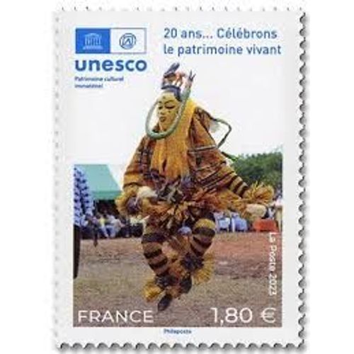 Unesco : Patrimoie Universel : Zaouli Danse Et Musique De La Communauté Gouro De Côte D'Ivoire Année 2023 Timbre De Service N° 184 Yvert Et Tellier Luxe