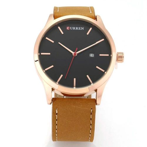 Curren À La Mode Alliage Calandre Cadran Rond Analogique Quartz Hommes Montre-Bracelet (Coquillage De Café Noir)