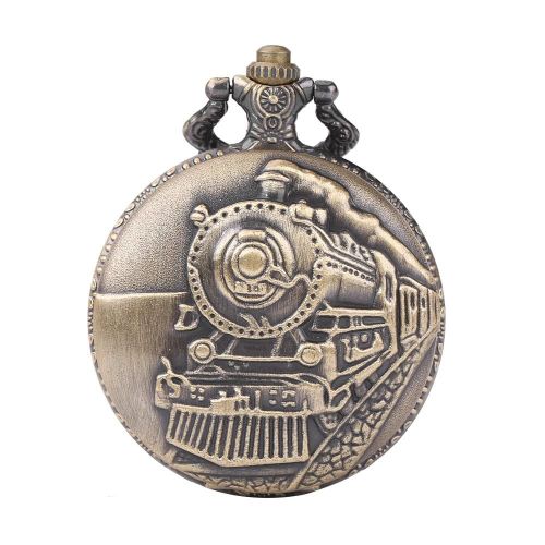 Quartz Classique Analogique Locomotive Couverture Montre De Poche Collier Pendentif Avec Chaîne P107