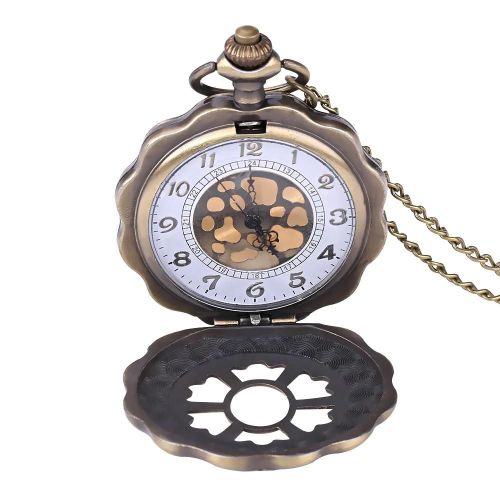 Quartz Classique Fleur Analogique Montre De Poche Collier Pendentif Avec Chaîne