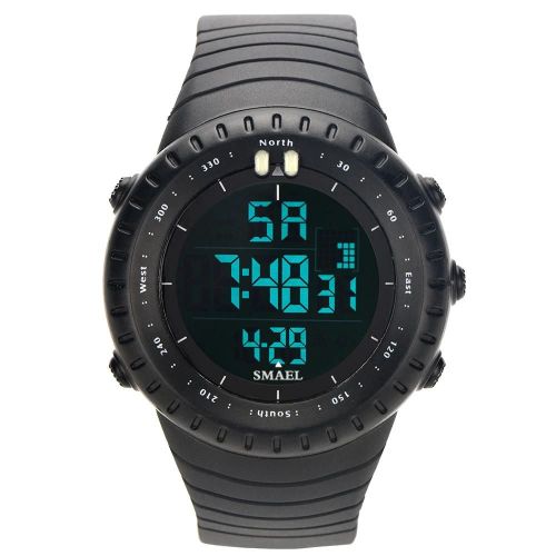 Montre De Sport À Affichage Numérique Multifonctionnel Montre-Bracelet Électronique Led Étanche (Noir)