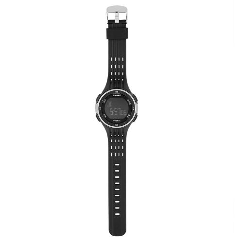 Montre-Bracelet Électronique Numérique À Rétroéclairage Led Montre-Bracelet De Sport Étanche Ronde (Argent)