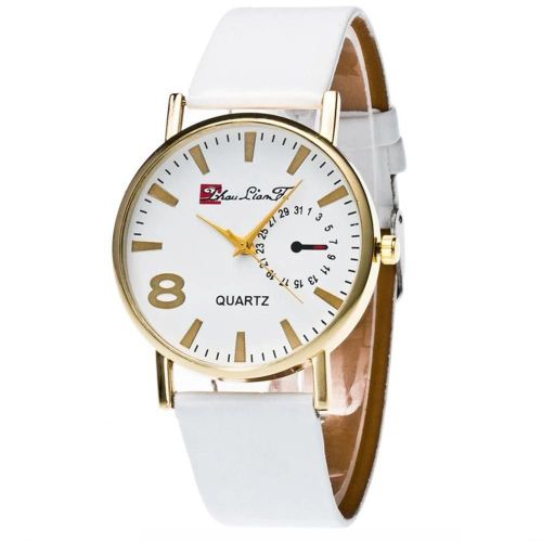 Zhoulianfa Trendy Date Affichage Analogique Mouvement Quartz Hommes Femmes Montre-Bracelet (Blanc)