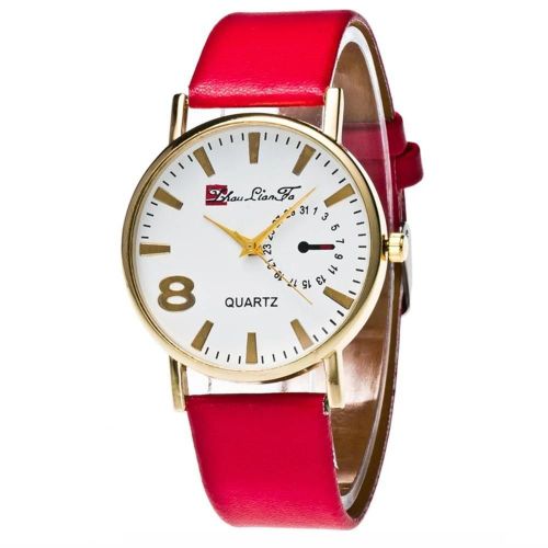 Zhoulianfa Trendy Date Affichage Analogique Mouvement Quartz Hommes Femmes Montre-Bracelet (Rouge)