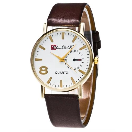 Zhoulianfa Trendy Date Affichage Analogique Mouvement Quartz Hommes Femmes Montre-Bracelet (Café)