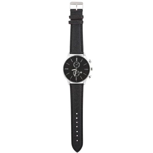 Montre Électronique Analogique Homme À La Mode Bracelet En Alliage De Polyuréthane Boîtier Rond (Cadran Noir)