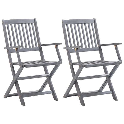 Chaises Pliables D'extérieur Lot De 2 Bois D'acacia Solide