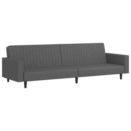 Canape-Lit A 2 Places Gris Fonce Velours