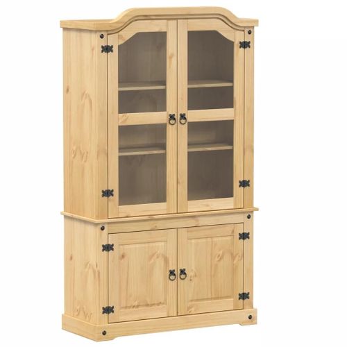 Vitrine En Verre Corona 103,5x42x180 Cm Bois De Pin Massif
