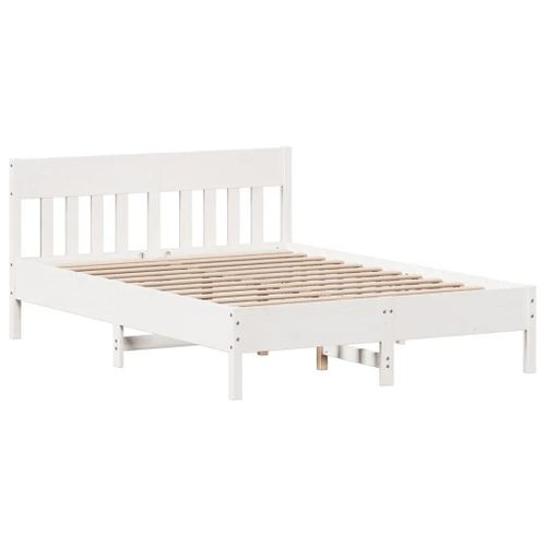 Cadre De Lit Sans Matelas Blanc 150x200 Cm Bois De Pin Massif