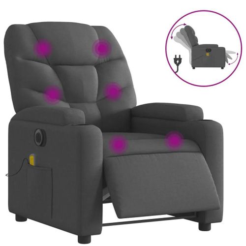 Fauteuil Inclinable De Massage Electrique Gris Fonce Tissu