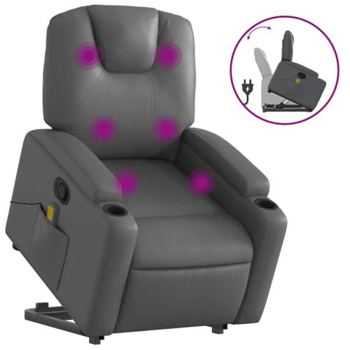 Fauteuil Inclinable De Massage Gris Similicuir