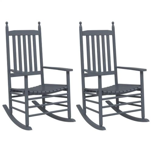 Chaises A Bascule Sieges Incurves Lot De 2 Gris Peuplier Massif