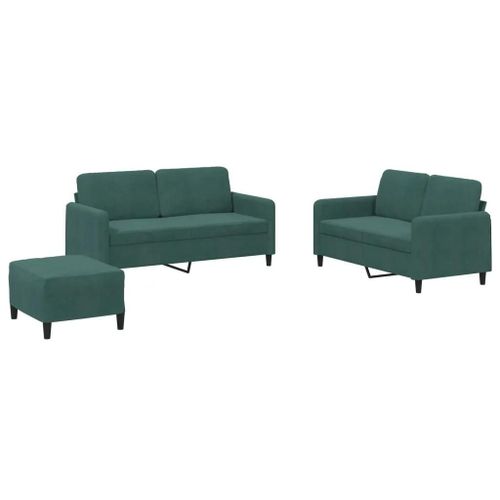 Ensemble De Canapes 3 Pcs Vert Fonce Velours