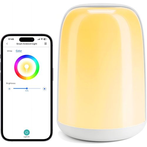 Gothicana By Emplampe De Chevet Tactile Wifi, Veilleuse Led Compatible Avec Apple Homekit, Alexa Et Google Home, Rgbww Lampe De Table Multicolore Dimmable Avec Commande Vocale Et Contrôle À Distance