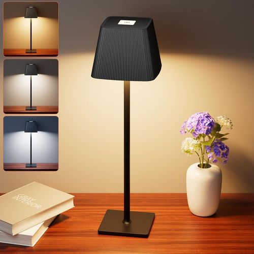 Gothicana By Emplampe De Table Sans Fil Dimmable - 3 Modes De Couleur Lampe Table Led Avec 5200mah Batterie Rechargeable - Contrôle Tactile Ip54 Étanche Métal Pour Intérieur Extérieur Chevet Terrasse