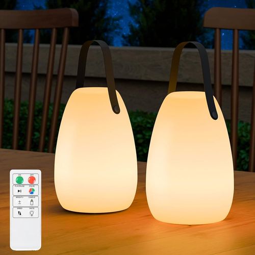 Gothicana By Emplot De 2 Lampe De Table Sans Fil Exterieur 8 Couleurs Dimmable Lampe De Table Rechargeable Led Lampe De Table À Piles Avec Remote Ip44 Pour Camping Jardin Balcon Terrasse (Moyen-Noir