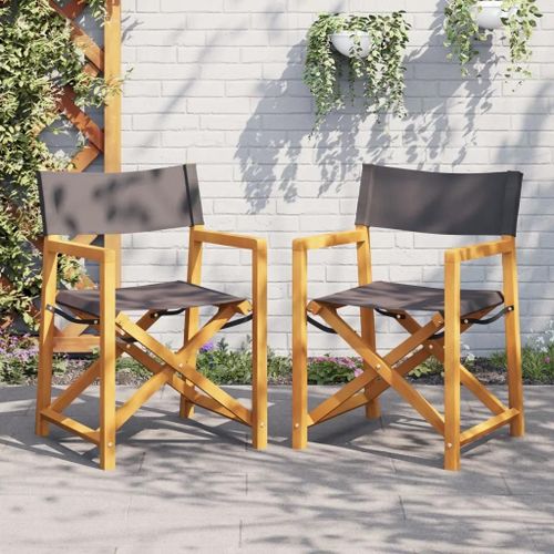 Chaises De Réalisateur Pliables Lot De 2 Gris Foncé Tissu