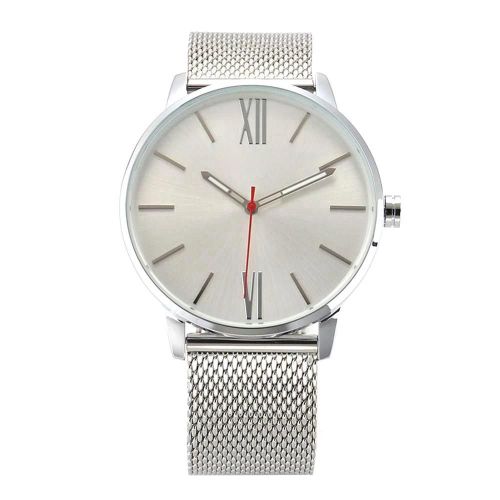 Mode Hommes Bracelet En Acier Étanche Quartz Montre Cadran Rond Affichage Analogique Montre-Bracelet (#7)