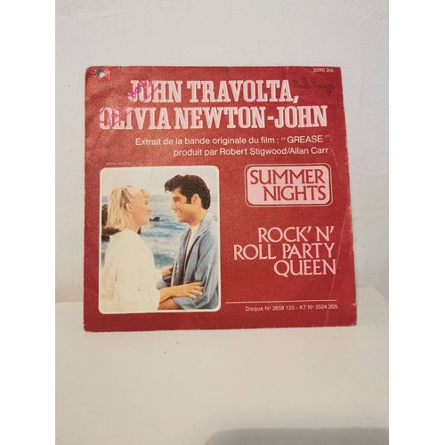 John Travolta, Olivia Newton John. Summer Nights. Disque Vinyl 45t