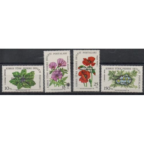 Chypre Turque Timbres Fleurs 1983