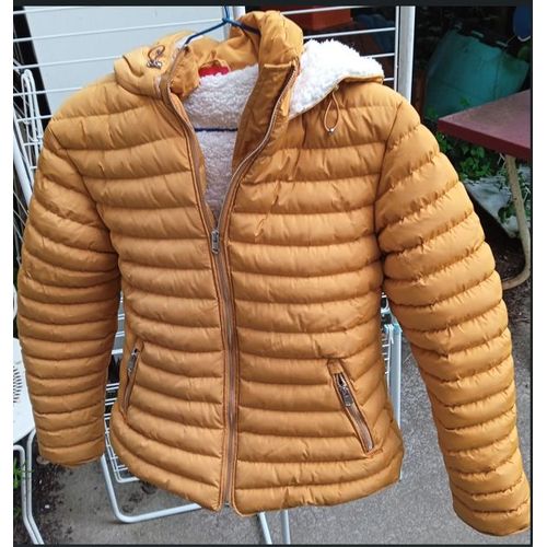 Blouson Femme - " Tissaïa " - Fourré - A Capuche - Jaune / Orange - Taille 40