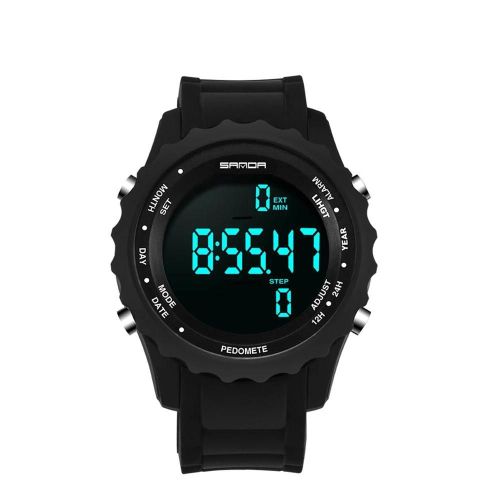 Sanda Montre Électronique Étanche Multifonctionnelle Montre-Bracelet À Affichage Numérique (Noir)