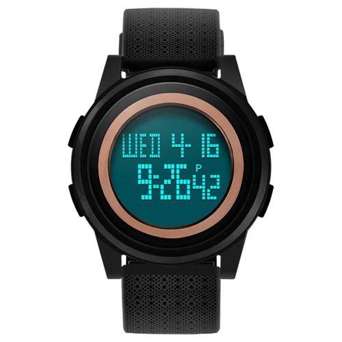 Sanda Led Montre Électronique Montre-Bracelet Sport À Affichage Numérique Étanche (Noir + Or Rose)
